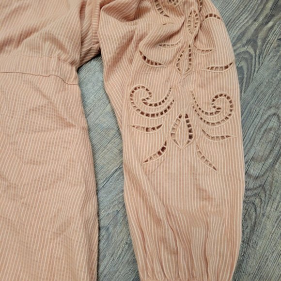 All in Favor NWT Pecan Large Eyelet Sleeve Beige Long Sleeve Summer Spring Dress - Picture 2 of 3